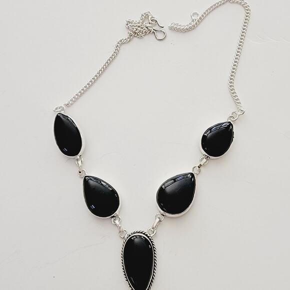 Elegant Black Onyx Necklace - Sterling Silver Statement Jewelry - Picture 6 of 8